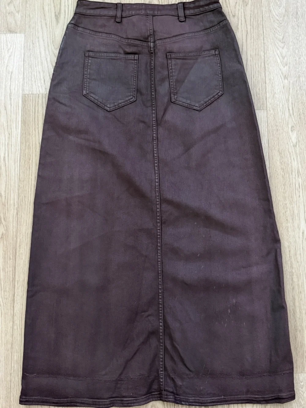 NWOT Anthropologie Pilcro Coated Maxi Denim Skirt, Size 12